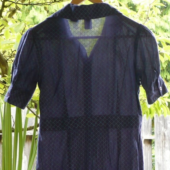 Retro Prairies Lightweight Cotton Blue Ogee Pintuck Day Dress - Picture 4 of 7